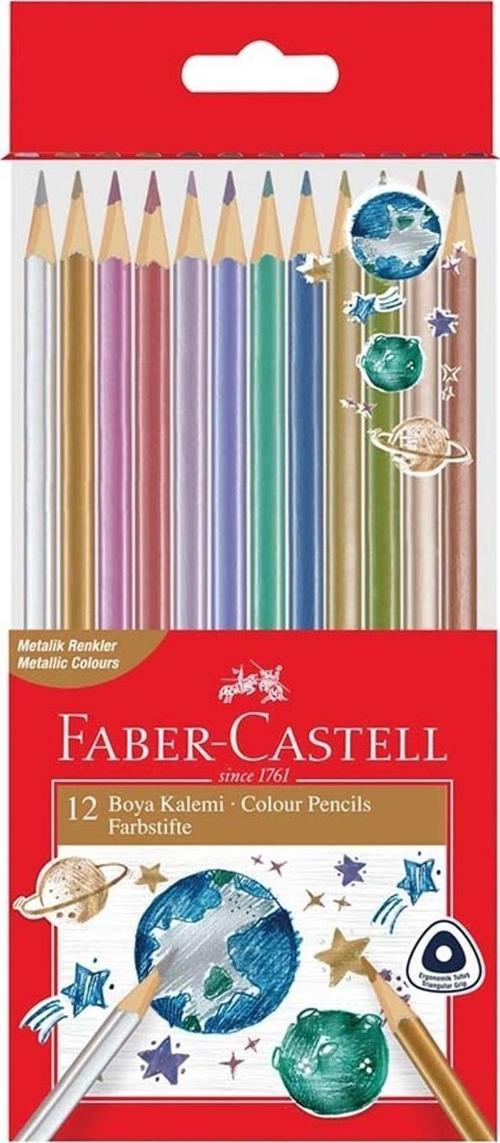 Faber-Castell Üçgen Boya Kalemi Metalik 12 Renk
