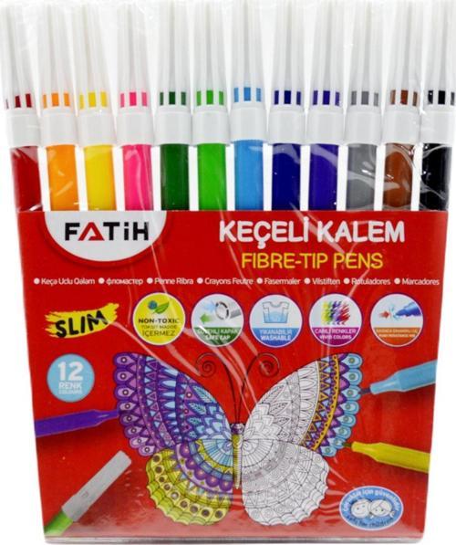 Slim Keçeli Kalem 12 Renk (34015)