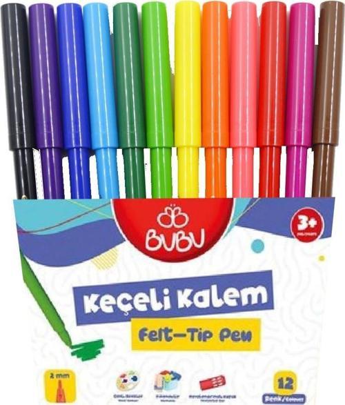 Keçeli Kalem 12 Renk PVC KEC001