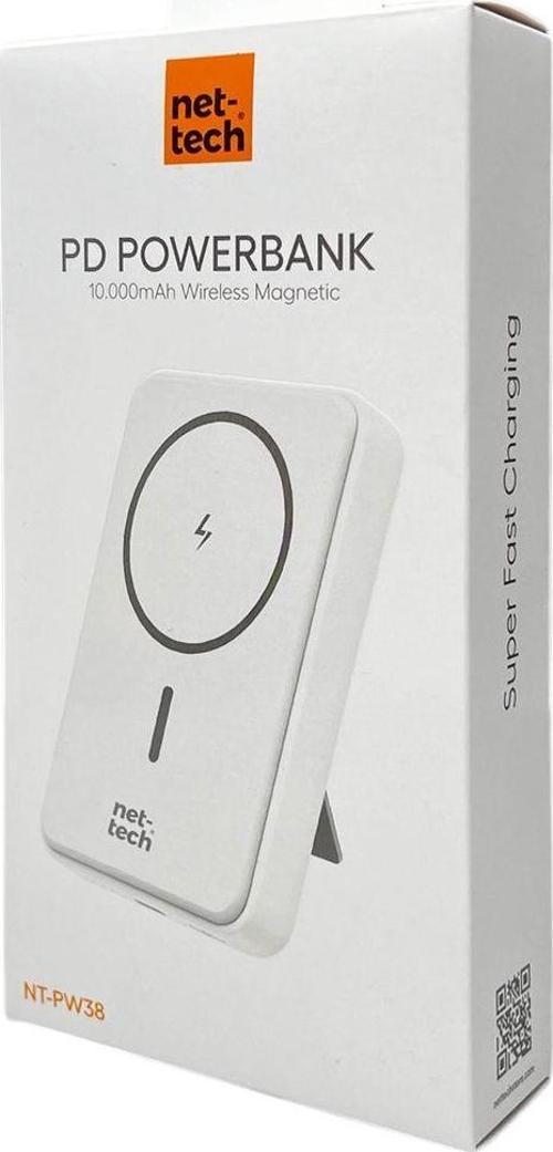 NT-pw38 15w 10000 Mah Magsafe Powerbank Kablosuz Şarj Cihazı Şarj Aleti - Beyaz