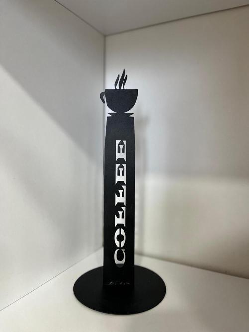 Nfsdızayn Lazer Kesim Coffee Yazılı Kahve Fincanı Desenli Metal Kağıt Havluluk