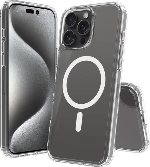 iPhone 16 Pro Max Kılıf Magsafe Şarj Özellikli Şeffaf Sert PC Embos Kılıf