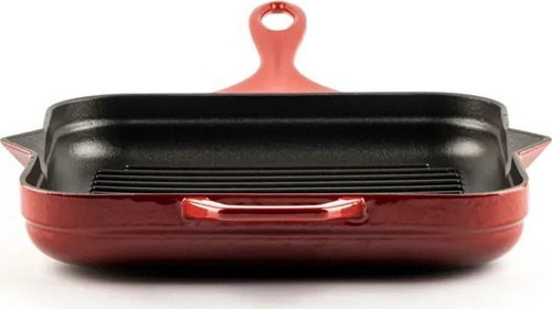 Hskgtv 2828 Kare Grill Döküm Tava 28X28 cm Yardımcı Kulplu Kırmızı