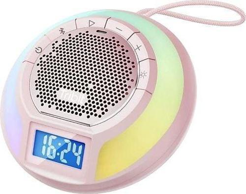 AquaEase IPX7 Su Geçirmez 18 Saat Oynatma Süresi Dahili Mikrofon Işıklı Bluetooth Hoparlör Pembe