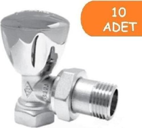 10 Adet ECA RV3 1/2 Köşe Radyatör Valfi Krom Kaplamalı Petek Havlupan Vanası 602120749