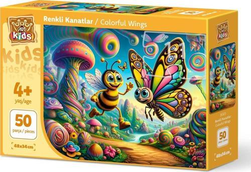 Art Çocuk Renkli Kanatlar 50 Parça Puzzle