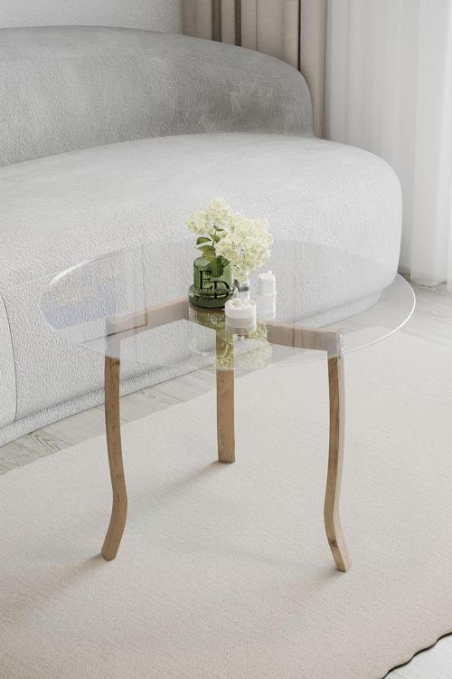 Berlin Orta Sehpa Ceviz Ayak - Camlı