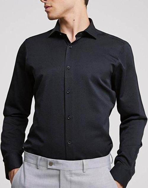 Slim Fit Pamuk Saten Erkek Gömlek