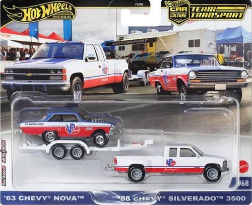 HOTWHEELS TEAM TRANSPORT 63 Chevy Nova & 88 Chevy Sılverado 3500 