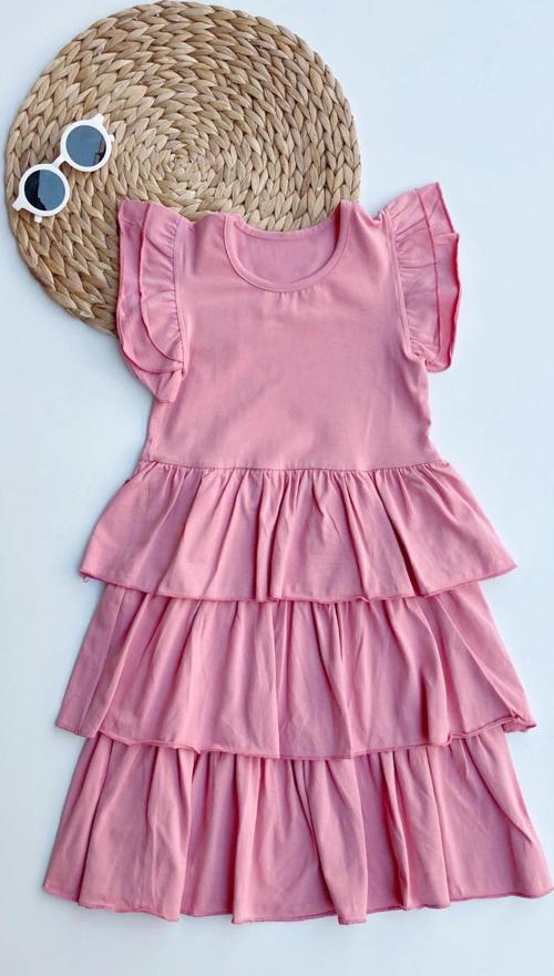 Kız Çocuk Princess Pembe Kat Kat Elbise