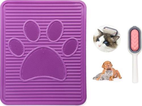 Kedi Paspası + Kedi Fırçası Lüx Set Tuvalet Önü Paspası 42X51Cm