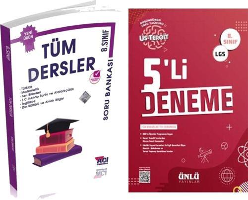 Açı Yayınları 8. Sınıf LGS Tüm Dersler Soru Bankası ve Ünlü 5 li Deneme Seti 2 Kitap