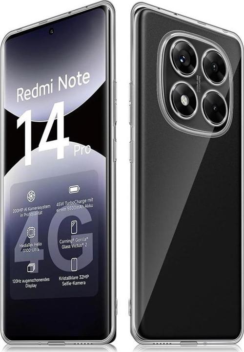 Xiaomi Redmi Note 14 Pro 4G Kılıf Kamera Korumalı Silikon Şeffaf Kapak