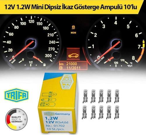 12V 1.2W Gösterge Ikaz Ampulü Mini Dipsiz Trifa 10'Lu Paket 01702 (457956287)