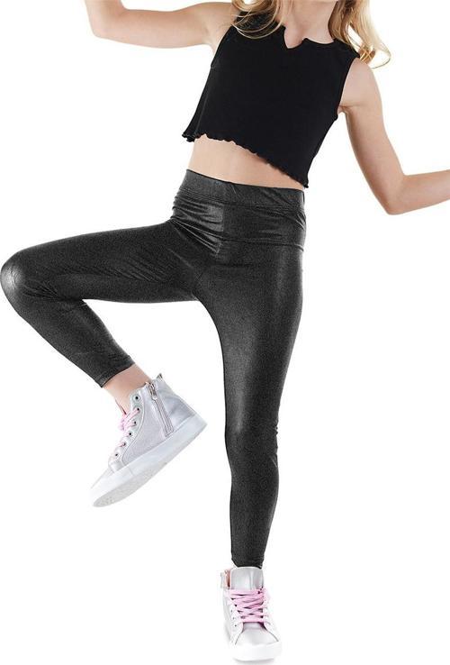 Siyah Kız Çocuk Disko Parlak Tayt