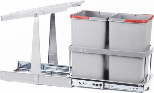 ÇÖP KOVASI 12+12LT GRİ AFEKS TELESKOPİK RAYLI 