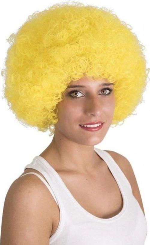 Sarı Renk Kıvırcık Afro Bonus Peruk