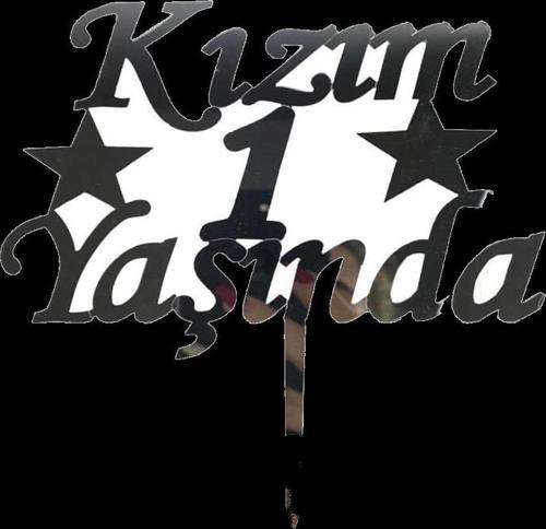 Kızım 1 Yaşında İLk Yaş Doğum Günü Partisi Pleksi Pasta Süsü Gümüş Renk