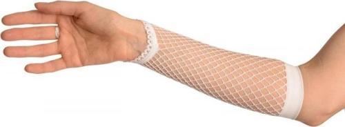 Beyaz Renk Parmak Arası File Örgü Eldiven 26 Cm