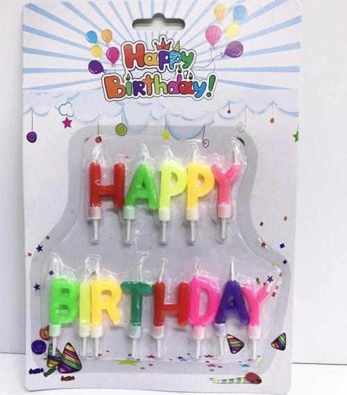 Happy Birthday Yazılabilen Rengarenk Doğum Günü Mumu