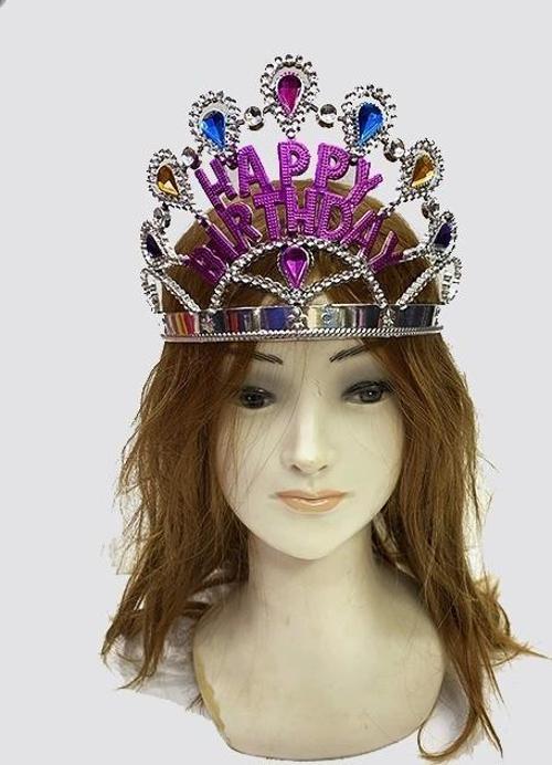 Gümüş Renk Happy Birthday Yazılı Doğum Günü Tacı 60 Cm