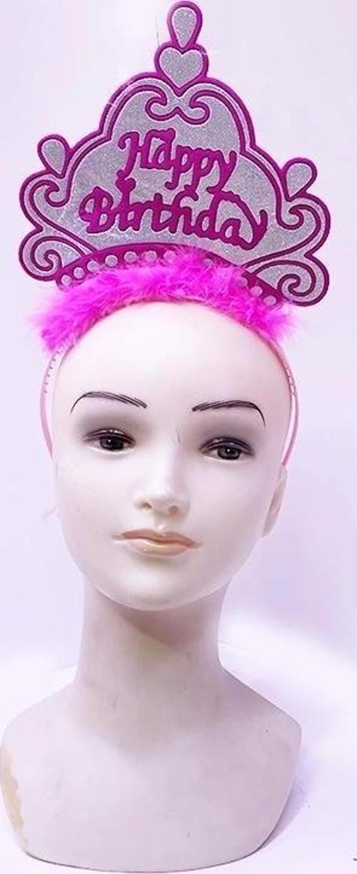 Happy Birthday Neon Pembe Renk Doğum Günü Tacı 24X15 Cm