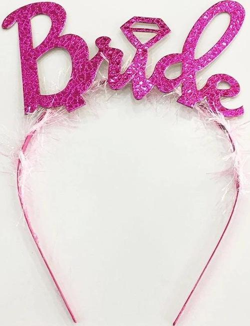 Gümüş Renk Bekarlığa Veda İTalik Yazı Alyanslı Bride Taç