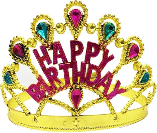 Altın Renk Happy Birthday Yazılı Doğum Günü Tacı 60 Cm