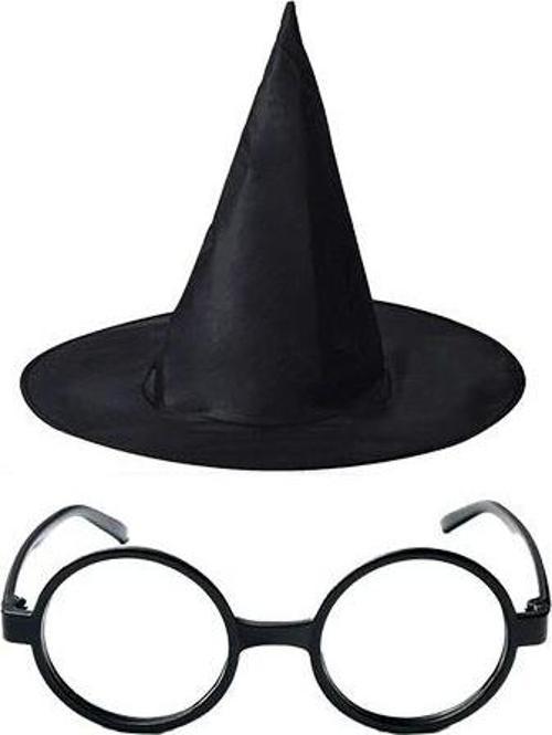 Harry Potter Büyücü Şapkası Ve Harry Potter Büyücü Gözlüğü Siyah Renk