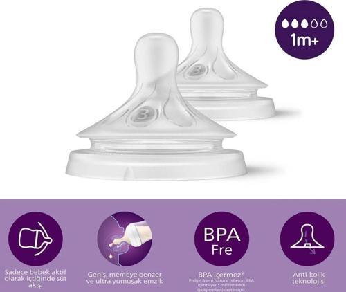 Avent Doğal Tepkili Natural Response 2'Li Biberon Emziği No:3 1+ Ay