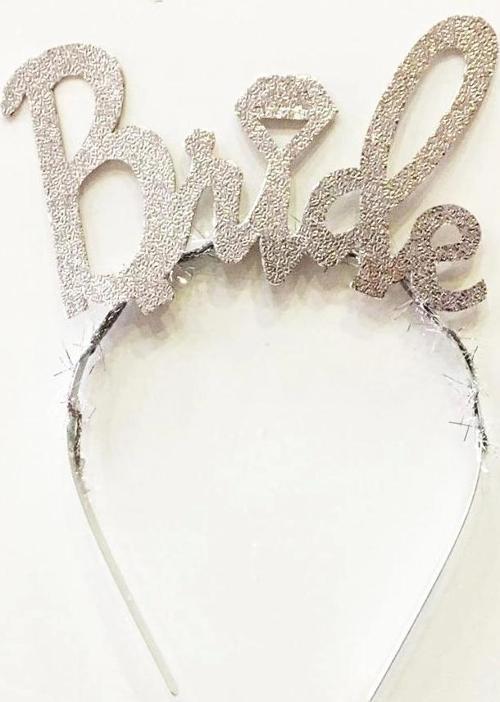 Gümüş Renk Bekarlığa Veda İTalik Yazı Alyanslı Bride Taç