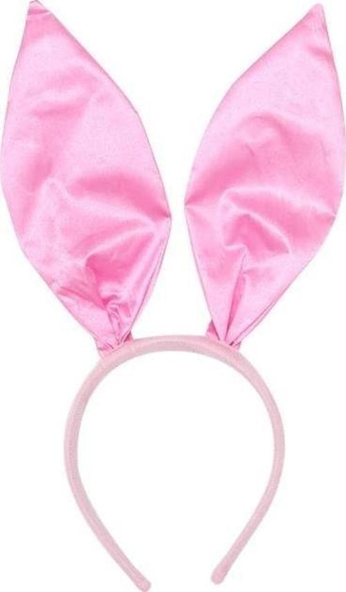 Pembe Renk Saten Kaplama Şekil Verilebilir Tavşan Kulak Taç 35X11 Cm