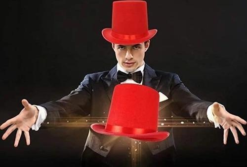 Yetişkinleri̇Çinkırmızırenkringmastersihirbazşapkasıfötrşapka15Cm