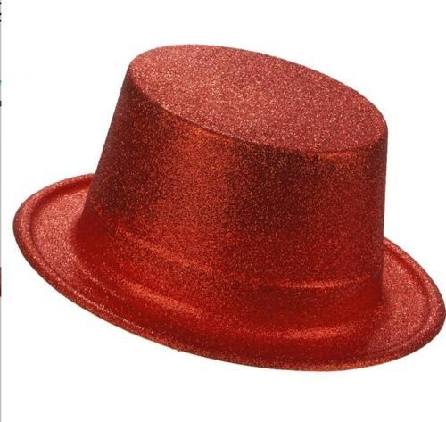 Kırmızı Renk Uzun Plastik Simli Parti Şapkası