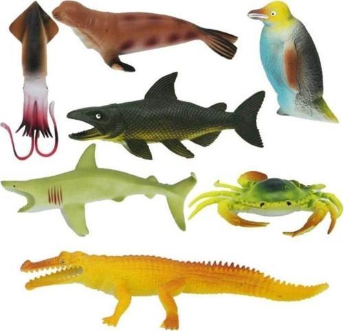 1000713 Okyanus Hayvanları Poşetli 7'li Hayvan Oyun Seti -Sunman