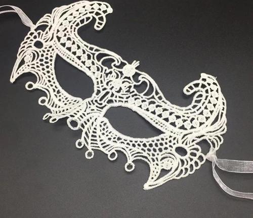 Beyaz Renk Dantel Kesim Dantel İŞlemeli Balo Parti Maskesi 1 No