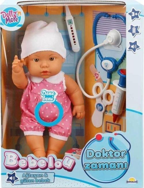 30111 Bebelou Doktor Zamanı Sesli Bebek Seti 35 Cm -Sunman