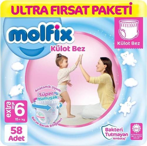 Nessiworld Molfix Külot Bez Ultra Fırsat Paketi 6 Beden 15+ Kg 58 Adet