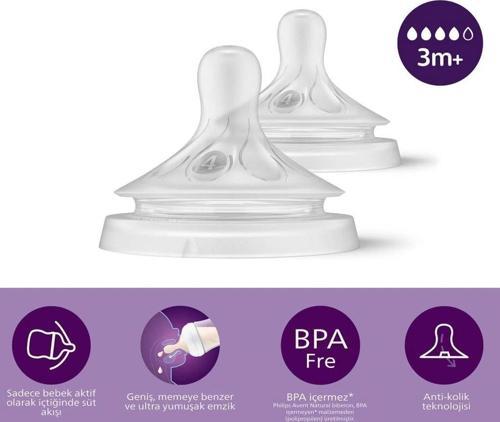 Avent Doğal Tepkili Natural Response 2'Li Biberon Emziği No:4 3+ Ay