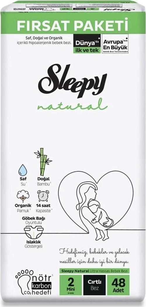 Sleepy Natural Bebek Bezi Fırsat Paketi 2 Beden 48 Adet