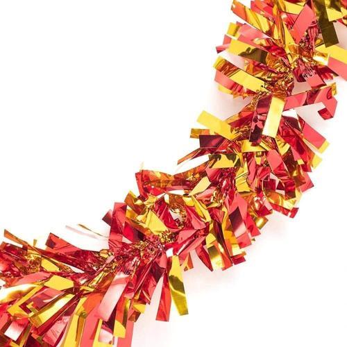 Kırmızı Altın Renk 6 Cm Genişlik Garland Çift Renk Sim Süs 180 Cm