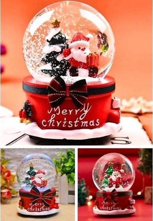 Yılbaşı Noel Baba Kar Püskürtmeli Işıklı Müzikli Mega Boy Yılbaşı Noel Baba ve Çam Ağacı Temalı 15CM