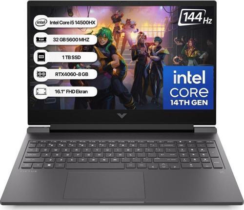 Victus 9J250EA Intel Core i5 14500HX 32GB 1TB SSD RTX4060-8GB Freedos 16.1" FHD 144Hz Taşınabilir Bilgisayar