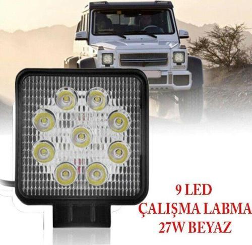 9 LED Kare 27W Off Road Sis, Gündüz Farı Lambası (adet)