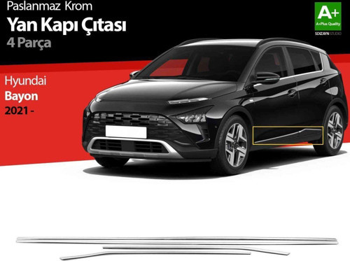 Hyundai Bayon Uyumlu Krom Yan Kapı Çıtası 4 Parça. 2021 Üzeri