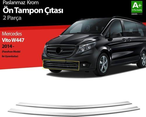 Mercedes Vito Uyumlu W447 Krom Ön Tampon Çıtası 2 Parça. 2014 Üzeri Panelvan