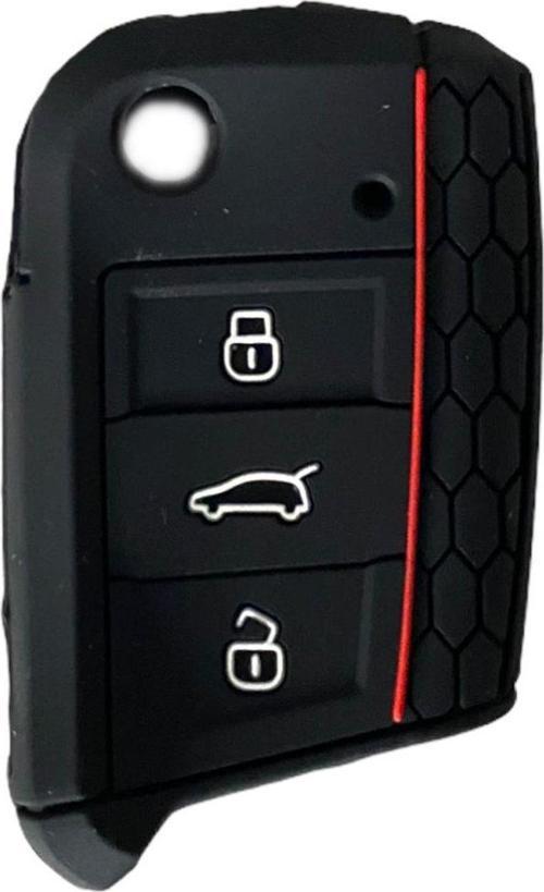 Silikon Anahtar Kabı- Volkswagen/Golf7 Siyah-Kırmızı Çizgili / Sypd53