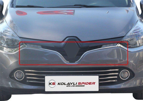 Renault Clio Uyumlu 4 Sport Tourer Ön Panjur Çıtası U Formlu 2 Parça Krom 2013-2016