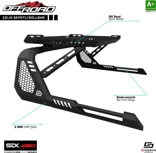 Sedan 4Wd Uyumlu Off Road Ford Ranger 2 Sepetli Çelik Roll Bar V1 2006-2013