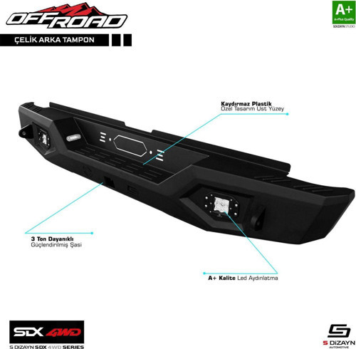 Sedan 4Wd Uyumlu Off Road İsuzu D-Max 3 Çelik Arka Tampon V1 Ledli 2019 Üzeri